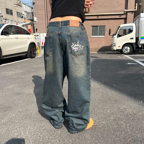 King Logo Buggy Denim Pants