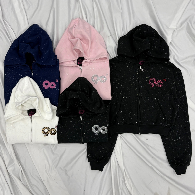 90 Logo Glitter Zip Hoodie – YZ 90 Logo Glitter Zip Hoodie – YZ