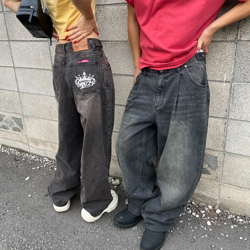 King Logo Buggy Denim Pants