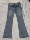 Tribal Logo Low-Rise Denim Pants