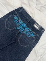 Tribal Logo Straight Denim Pants 