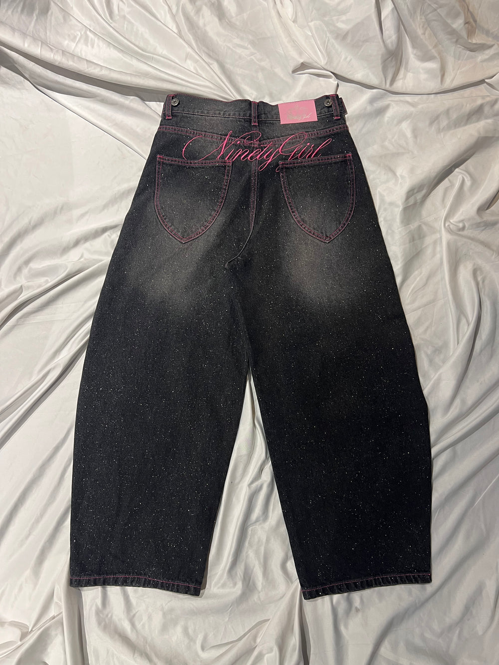Ninety Girl Logo Glitter Buggy Denim Pants – YZ