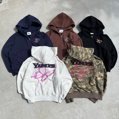 バタフライジップフーディー 