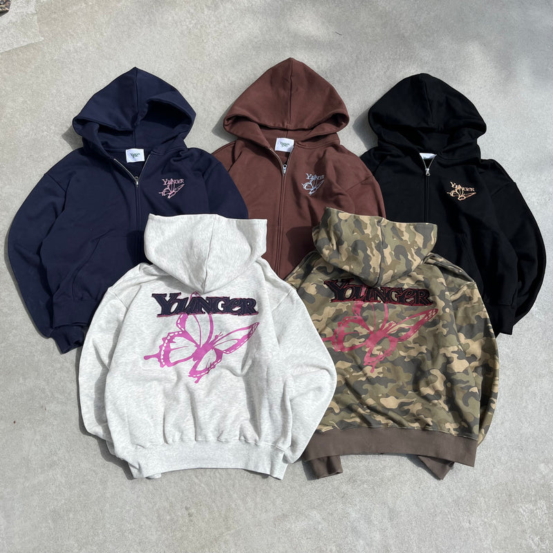 バタフライジップフーディー 