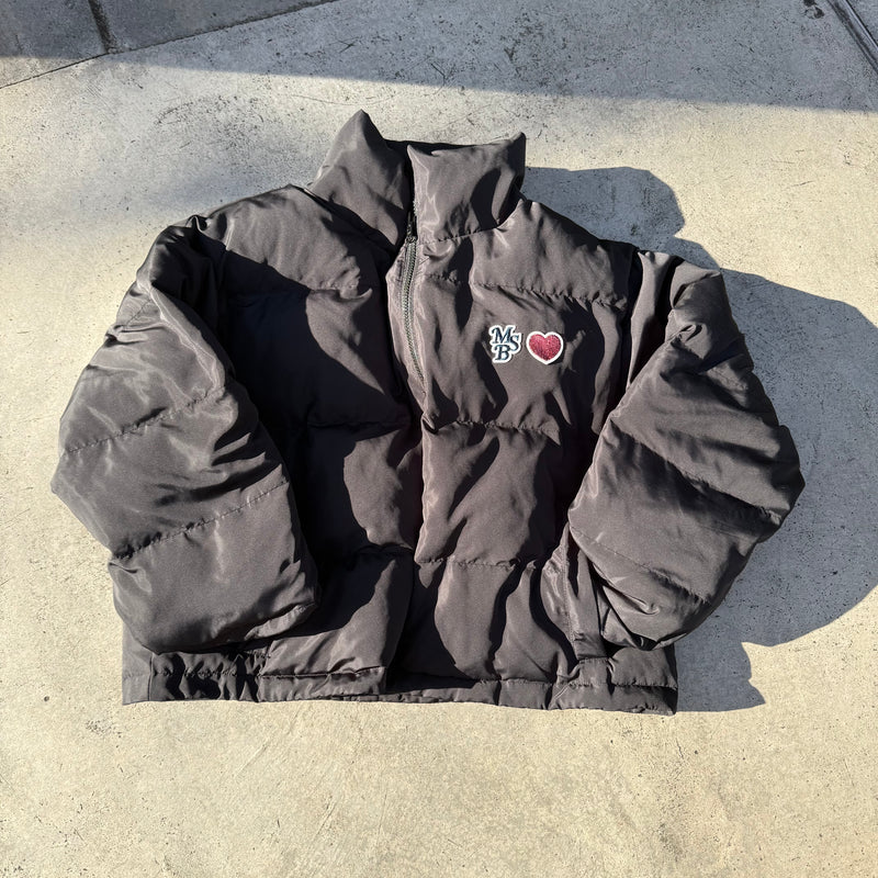 Heart patch down jacket