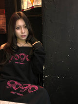 OG 로고 발렌타인 오프숄더 스웨트 