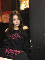 OG 로고 발렌타인 오프숄더 스웨트 