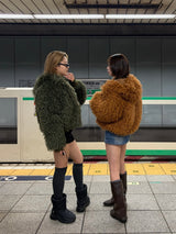 volume hood fur jacket