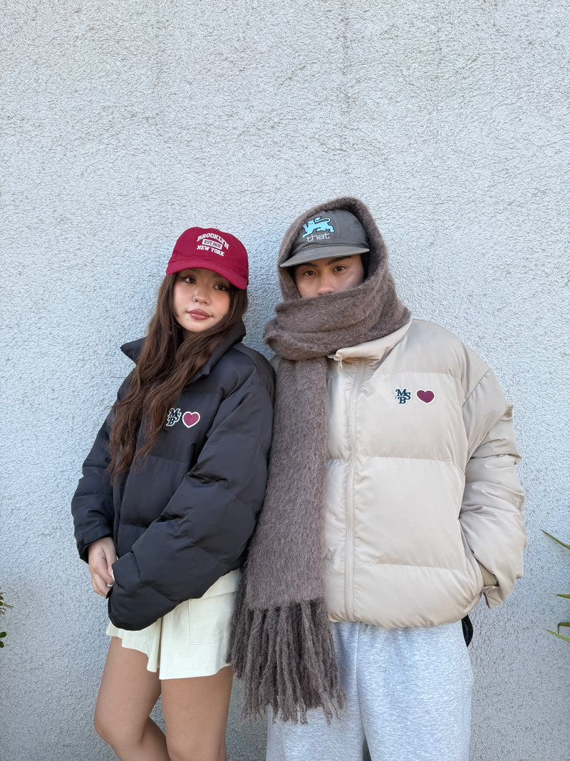 Heart patch down jacket