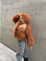 volume hood fur jacket