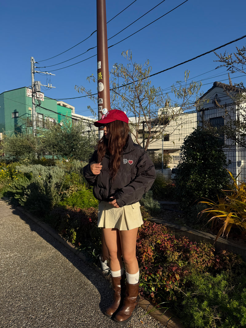 Heart patch down jacket