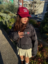 Heart patch down jacket