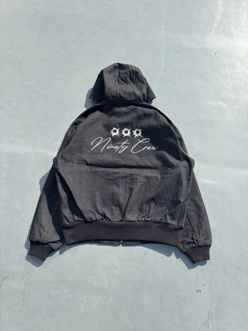 Bullet Logo Denim Zip Hoodie