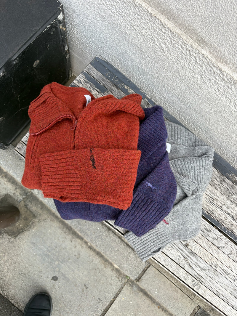 off shoulder zip knit