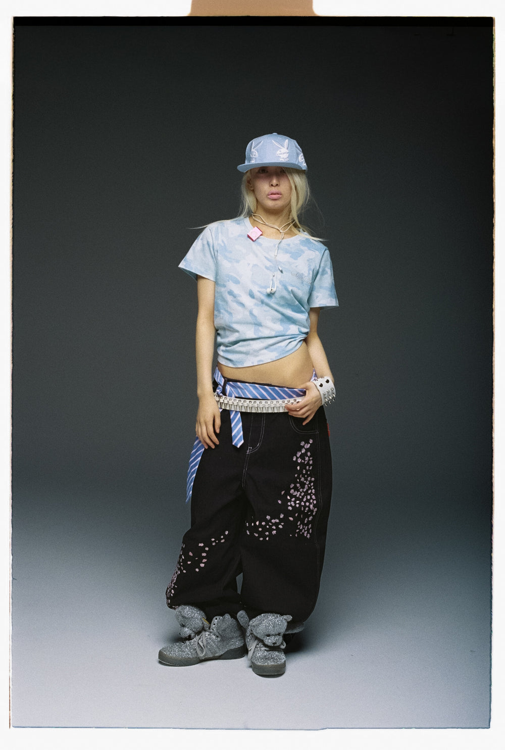 Sakura Embroidered Slub Denim Buggy Pants – YZ