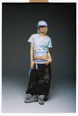 Sakura Embroidered Slub Denim Buggy Pants