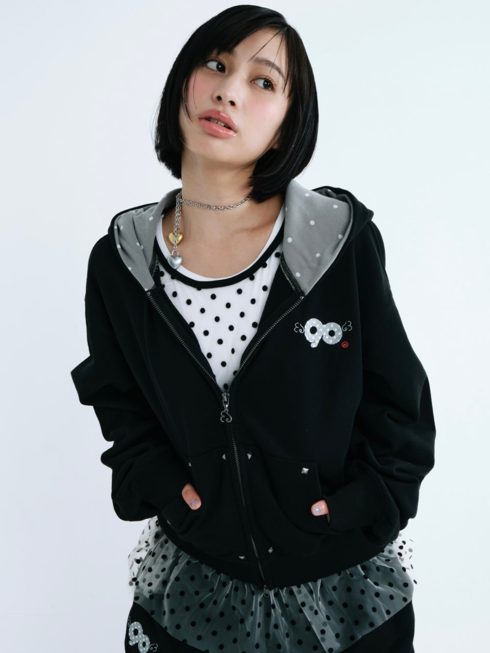トップス 90 Logo Dot Zip Hoodie 90 Logo Dot Zip Hoodie – YZ