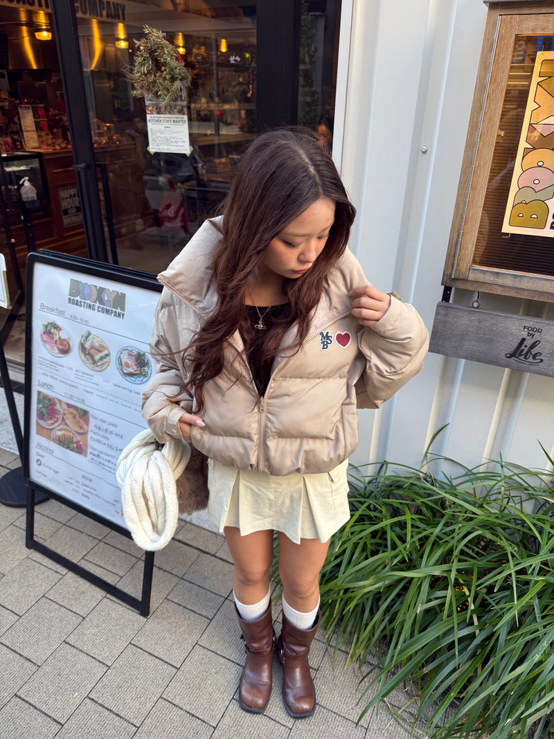 Heart patch down jacket