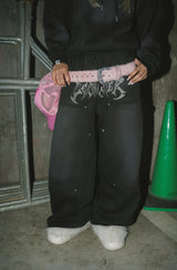 Tribal logo double knee sweat pants