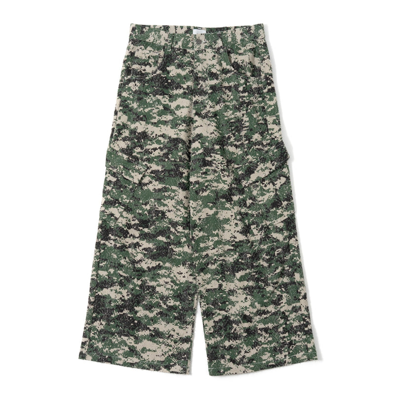 BU CAMOUFLAGE PATTERN BAGGY CARGO PANTS