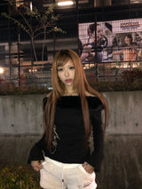 크로스 퍼 오프숄더 티 