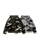 BU 迷彩图案针织连帽衫 