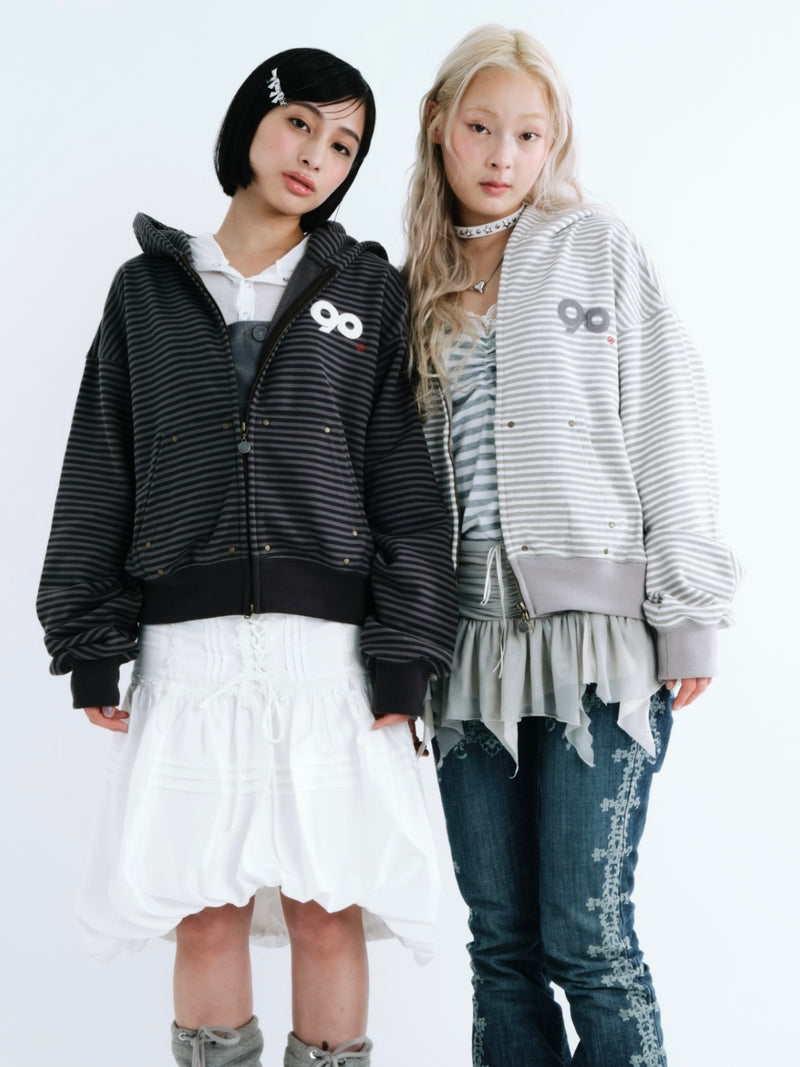 90 Logo Stripe 拉鍊連帽衫 