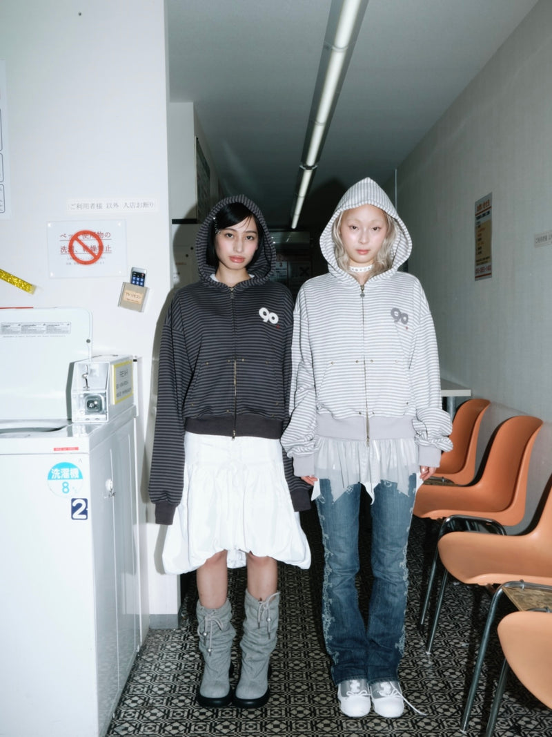 90 Logo Stripe 拉鍊連帽衫 