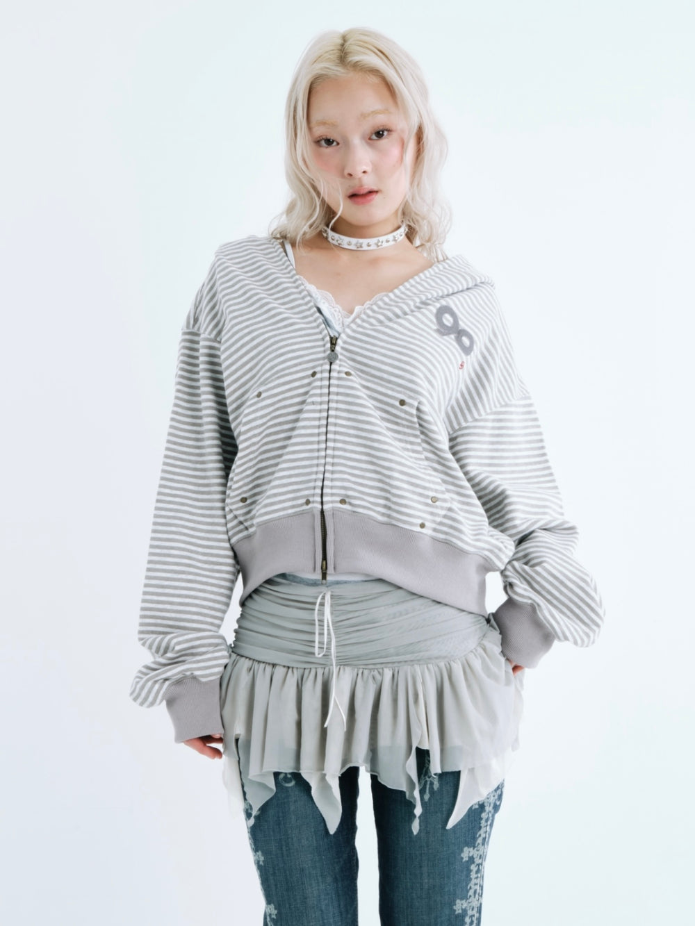 90 Logo Stripe Zip Hoodie – YZ