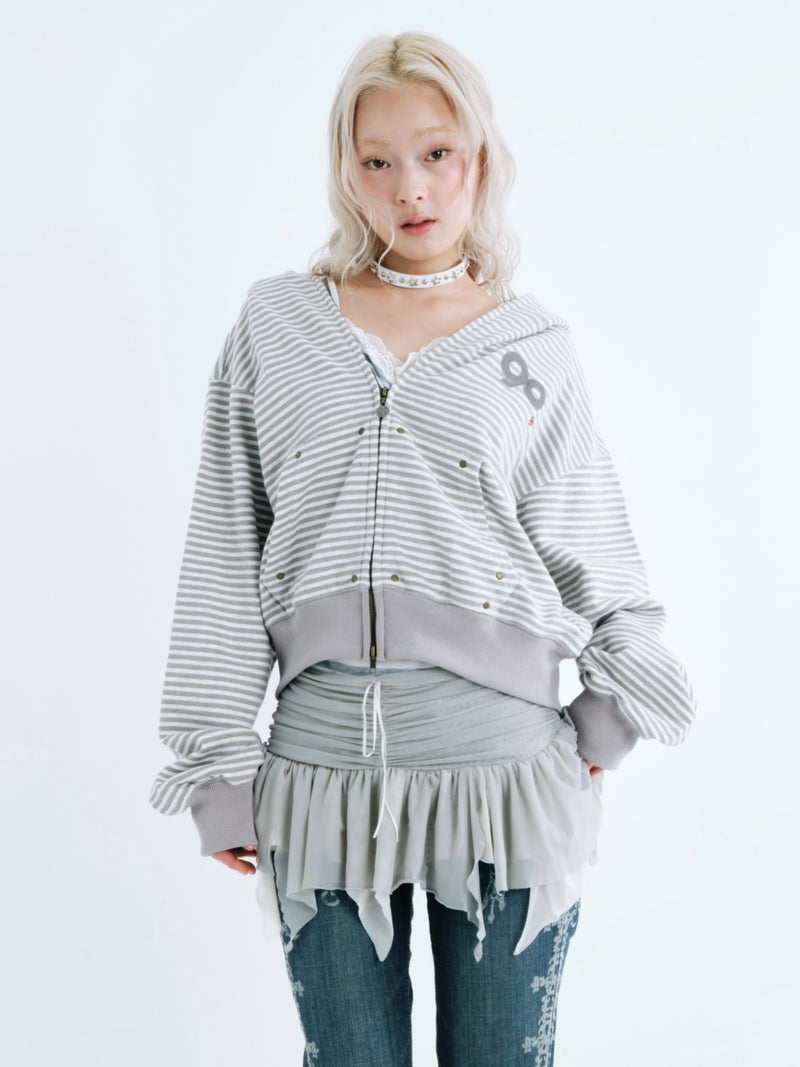 90 Logo Stripe 拉鍊連帽衫 