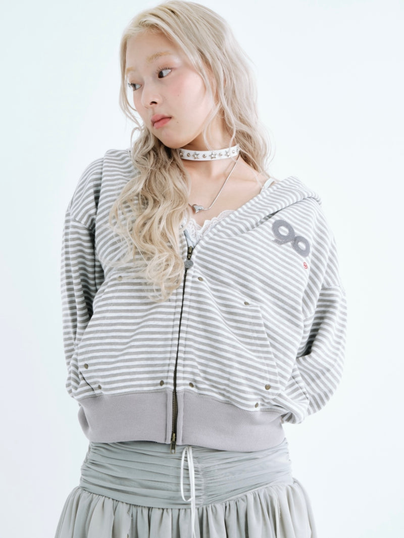90 Logo Stripe 拉鍊連帽衫 