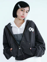 90 Logo Stripe 拉鍊連帽衫 