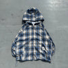 Rhinestone check shirt zip hoodie 