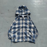 Rhinestone check shirt zip hoodie 