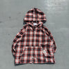 Rhinestone check shirt zip hoodie 