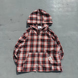 Rhinestone check shirt zip hoodie 