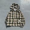 Rhinestone check shirt zip hoodie 