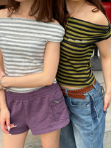 OFF SHOULDER BORDER TOPS