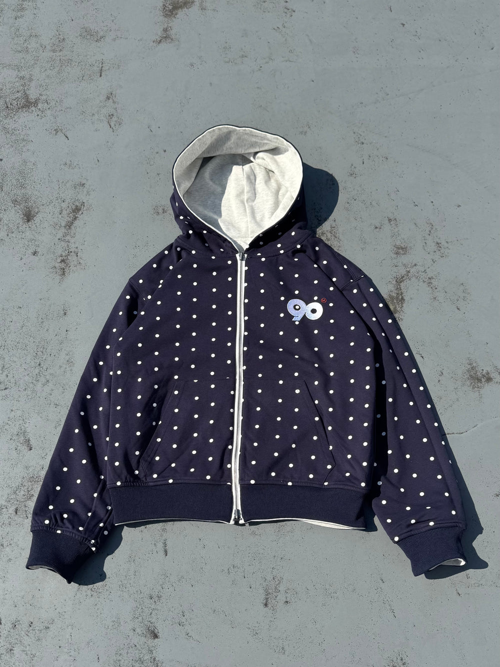 90 Logo Reversible Dot Zip Hoodie – YZ