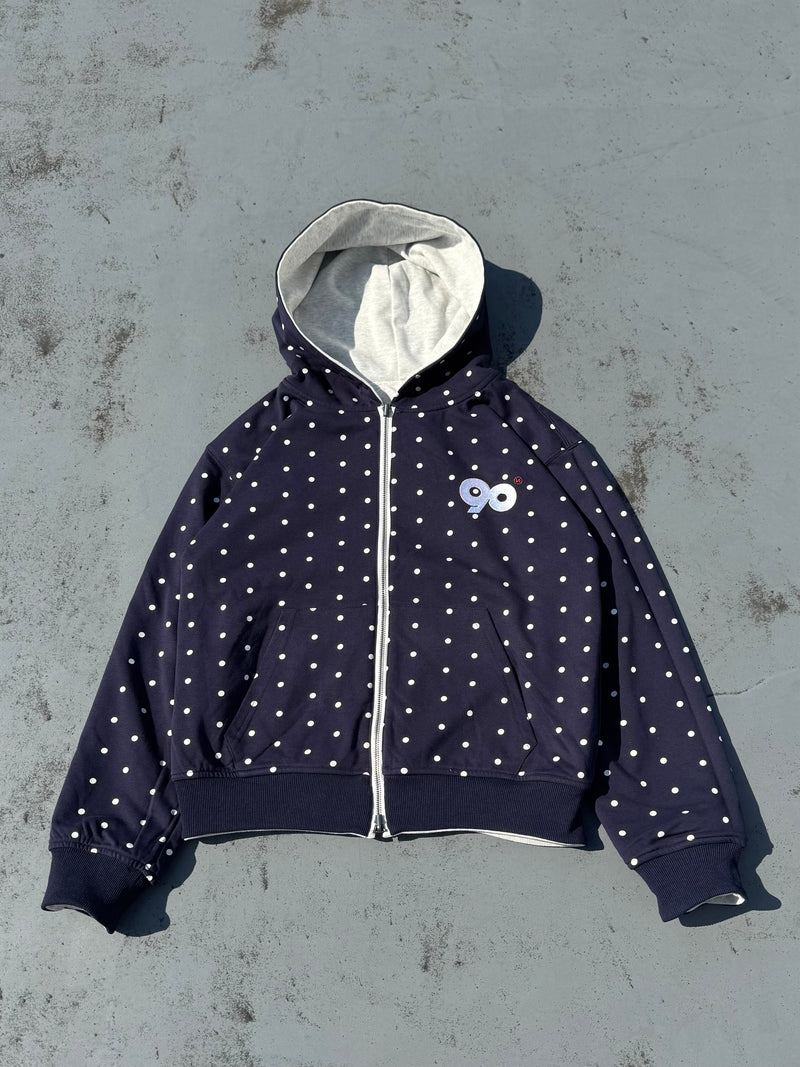 90 Logo Reversible Dot Zip Hoodie – YZ