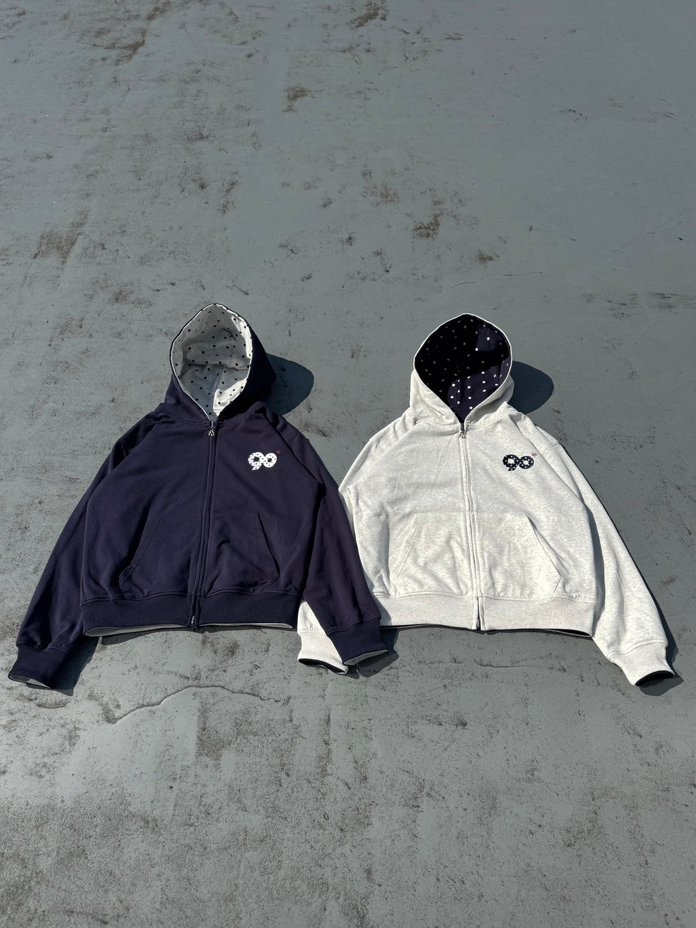 90 Logo Reversible Dot Zip Hoodie – YZ