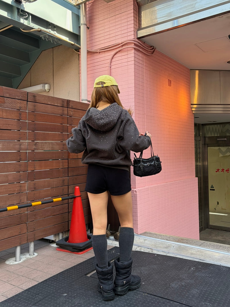 rhinestone scattered zip hoodie