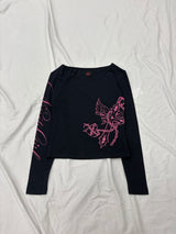 Cross Logo 露肩长袖T恤 