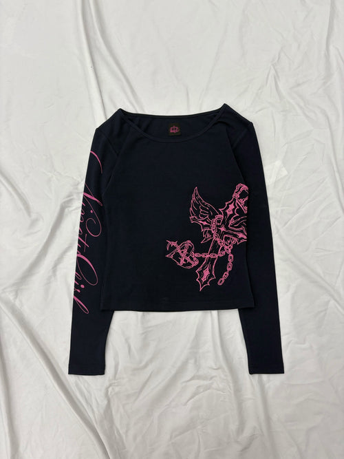 Cross Logo Off-shoulder L/S Tee