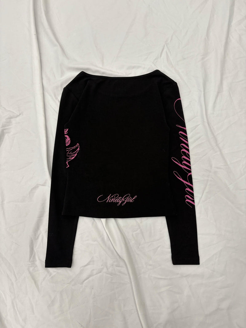 Cross Logo 露肩长袖T恤 