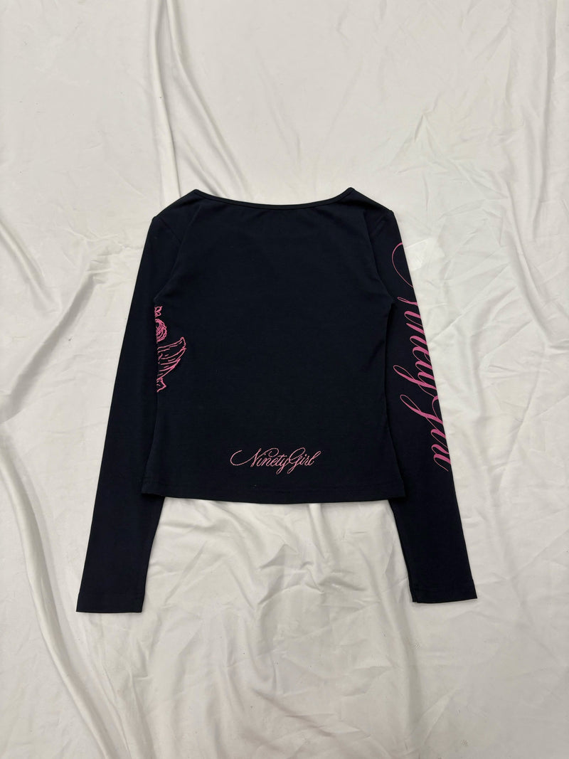 Cross Logo 露肩长袖T恤 