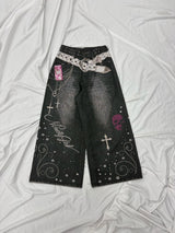 Y2K Denim Printed Buggy Pants