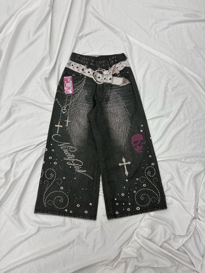 Y2K Denim Printed Buggy Pants