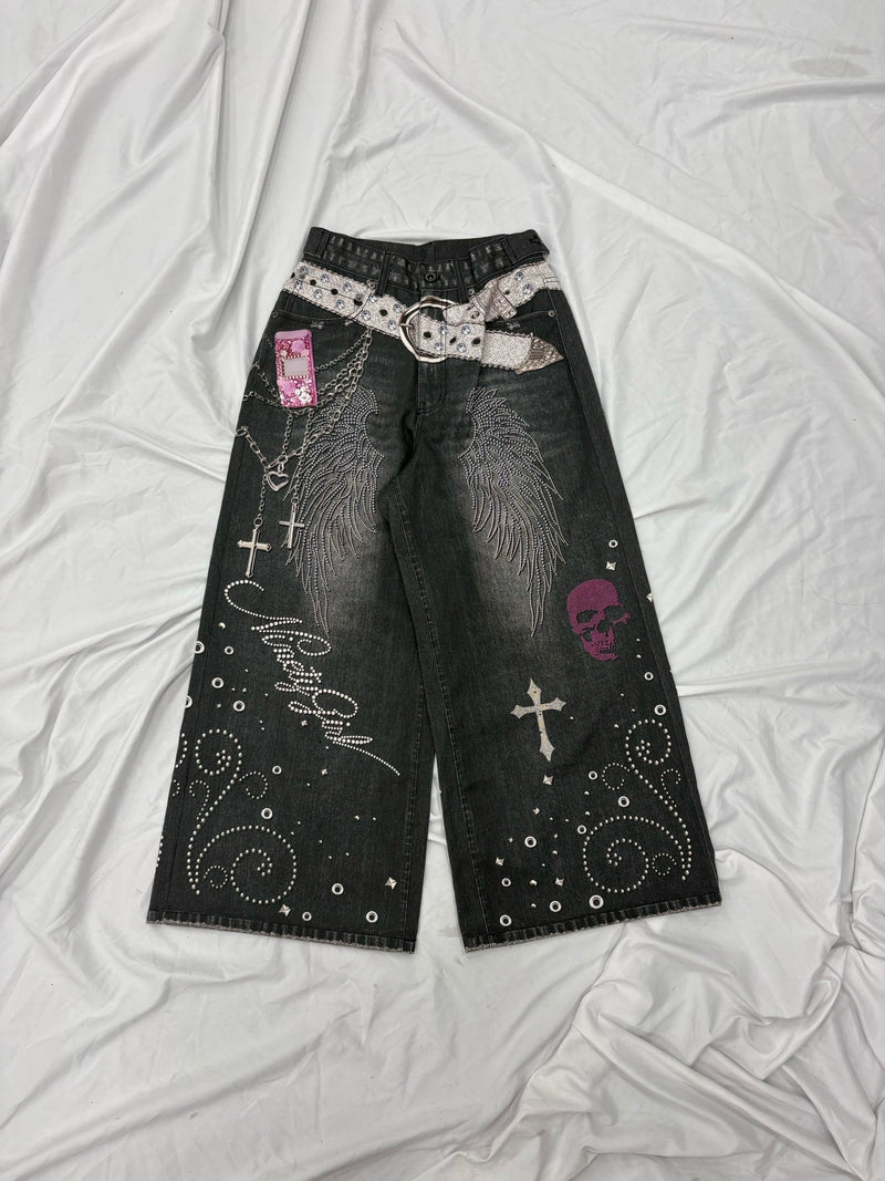 Y2K Denim Printed Buggy Pants