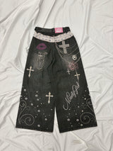 Y2K Denim Printed Buggy Pants